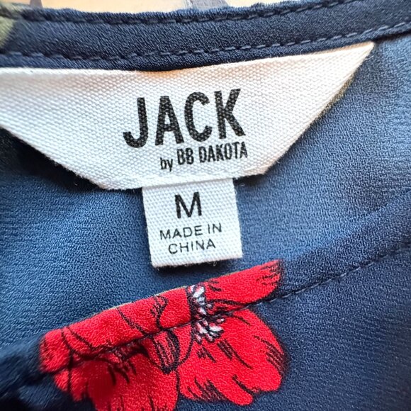 Jack By BB Dakota Floral Print Navy Blouse With Back Buttons & Split  Size M - Picture 3 of 7